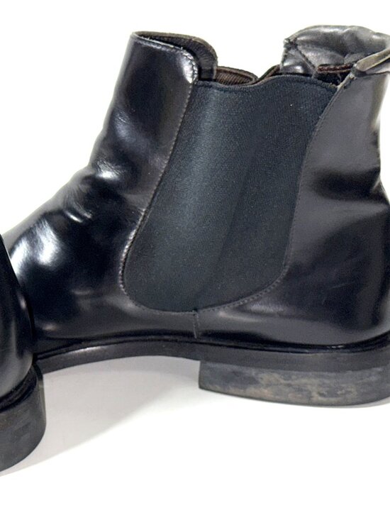 Prada Chelsea Boot Italian Leather Black Square Toe PullOn Elastic Ankle 9 US 10